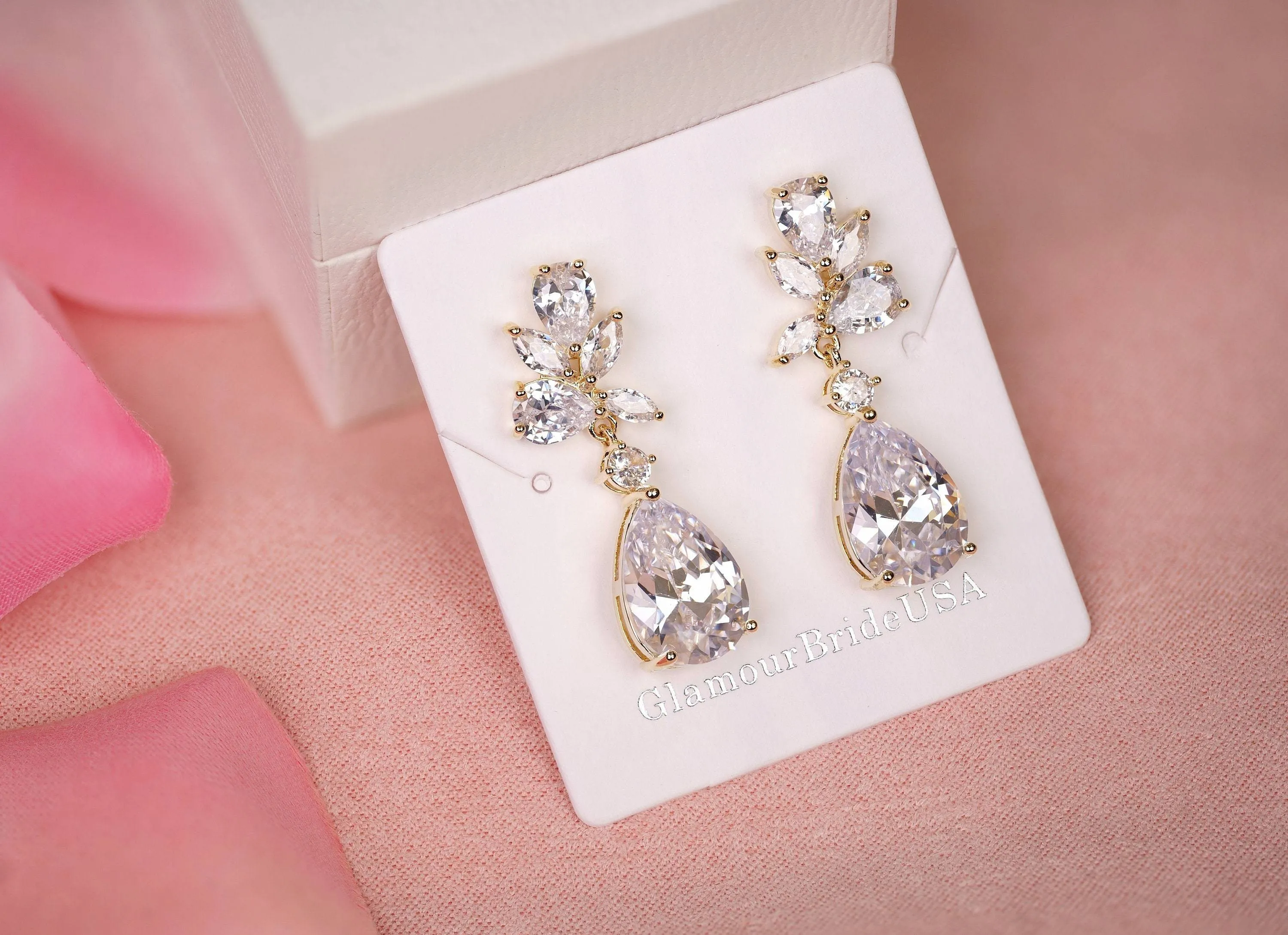 Crystal Blue Tear Drop Earrings - Jessica