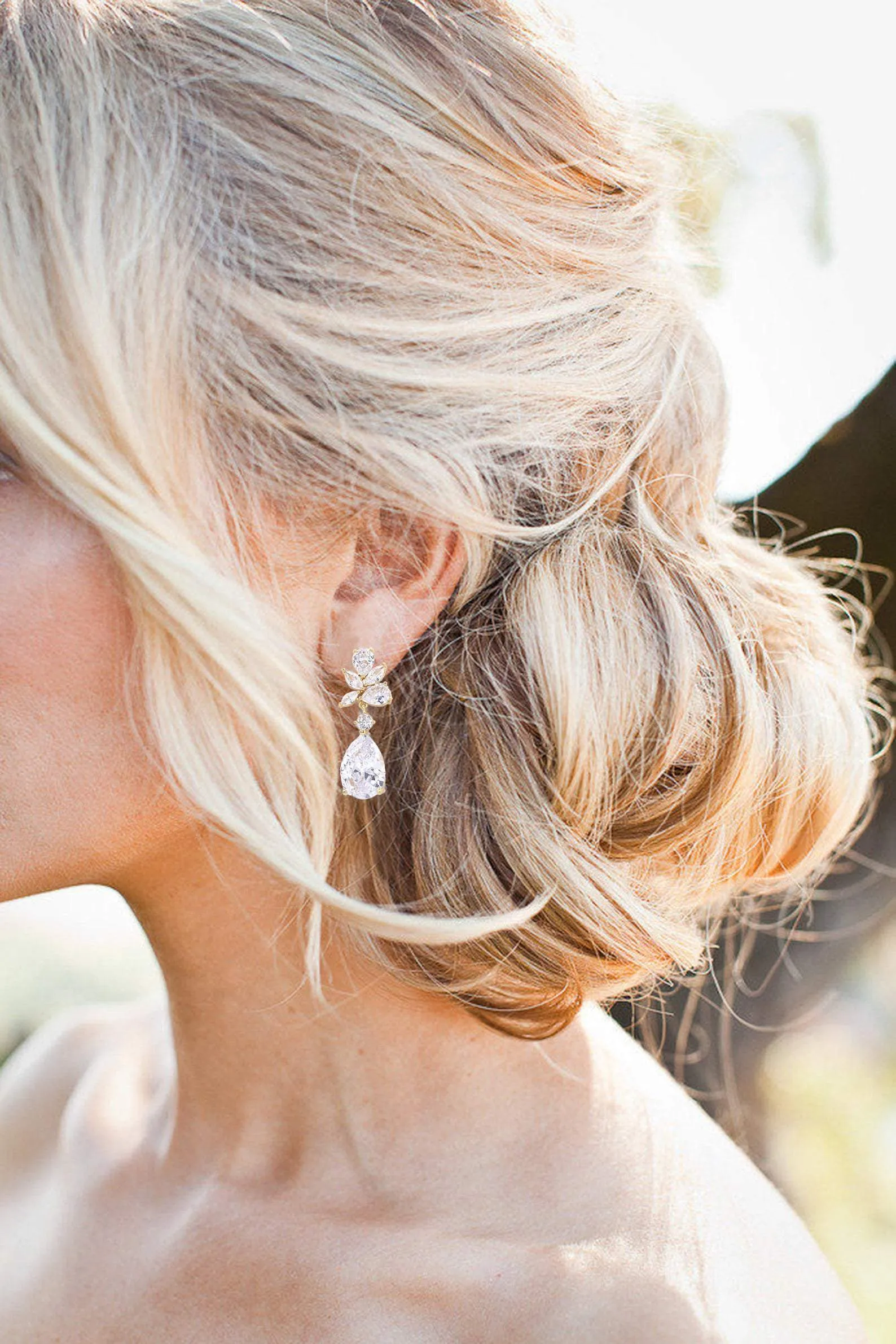 Crystal Blue Tear Drop Earrings - Jessica