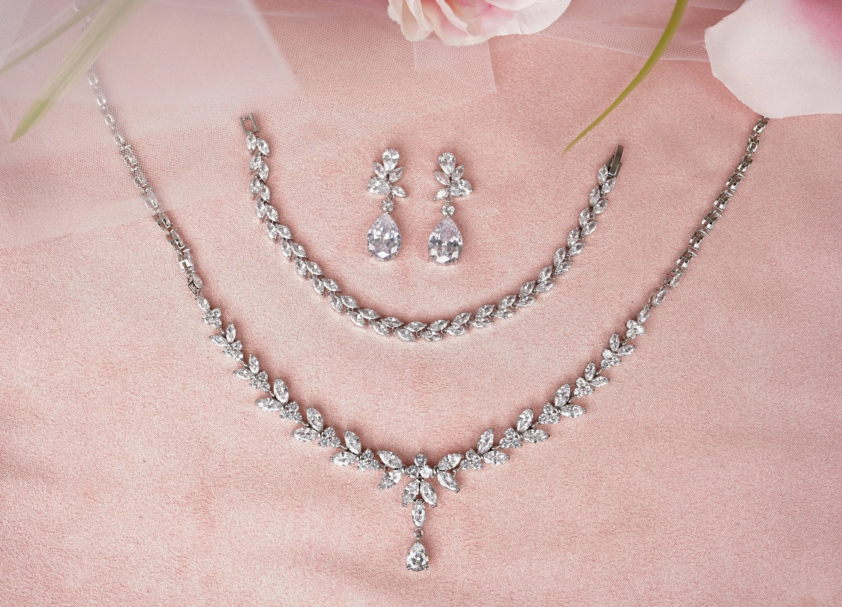 Crystal Blue Tear Drop Earrings - Jessica
