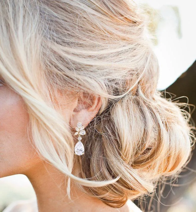 Crystal Blue Tear Drop Earrings - Jessica