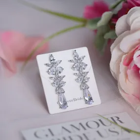Crystal Silver Drop Earrings - Monica