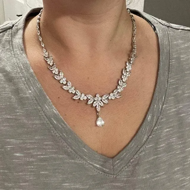 Crystal Silver Drop Earrings - Monica