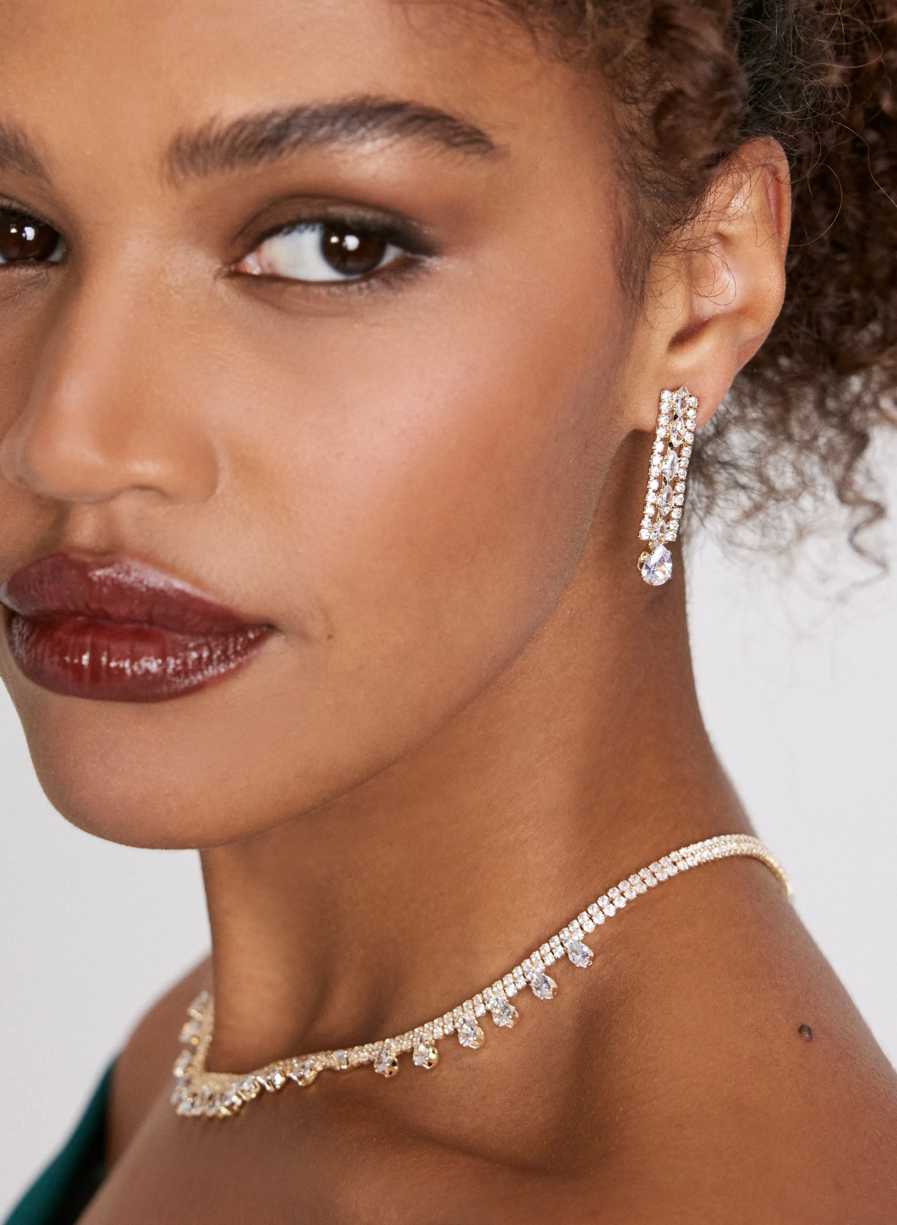 Crystal Teardrop Pendant Drop Earrings