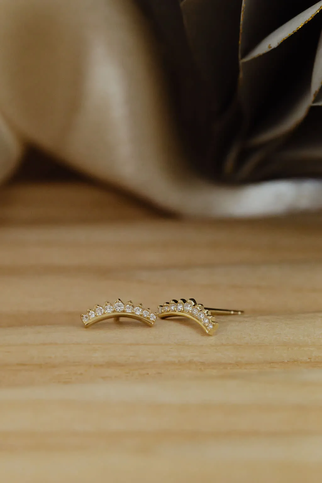 Curved Starburst and Bar Stud Earrings