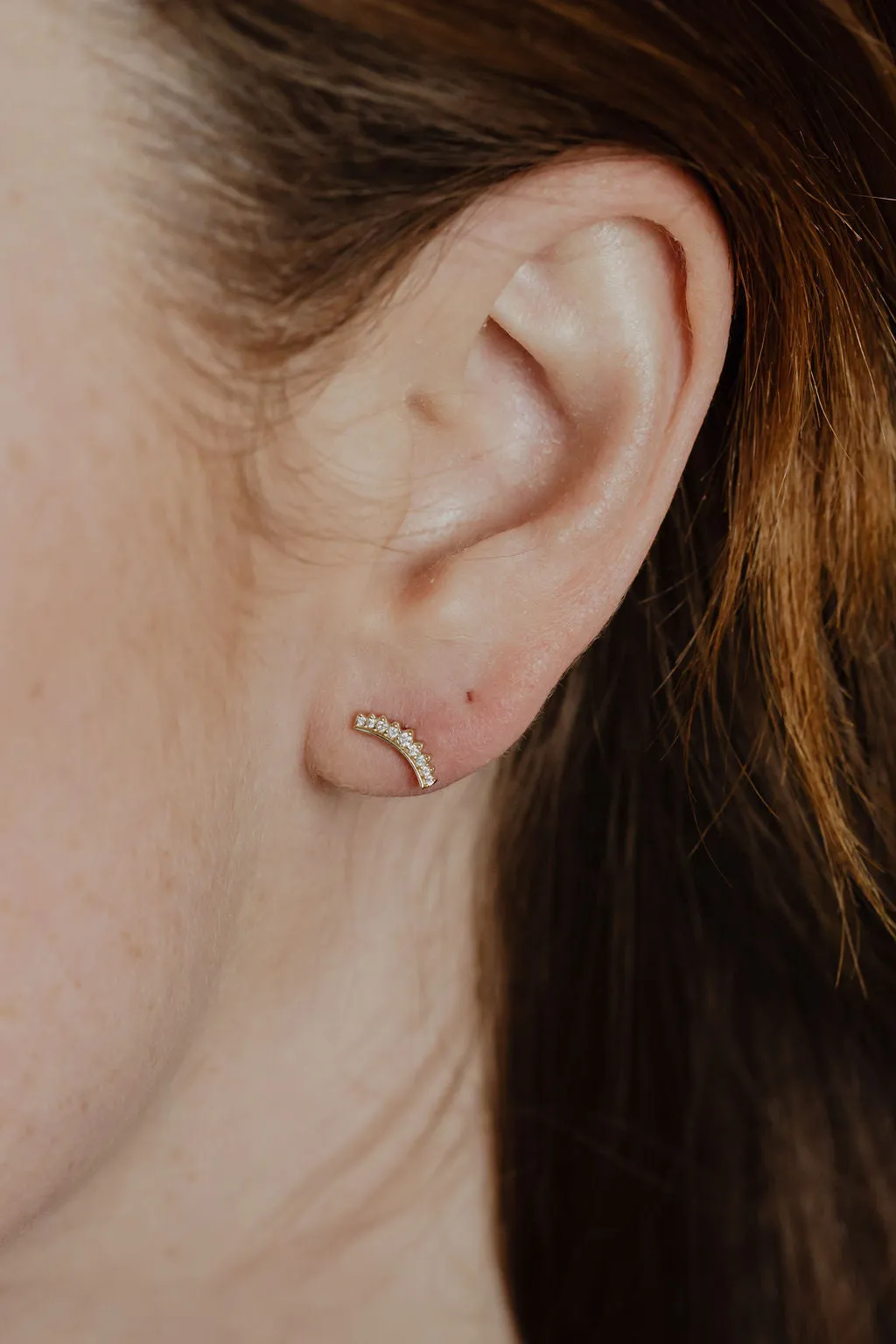 Curved Starburst and Bar Stud Earrings