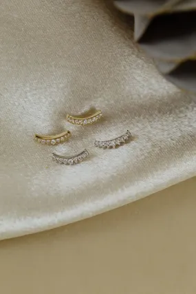 Curved Starburst and Bar Stud Earrings