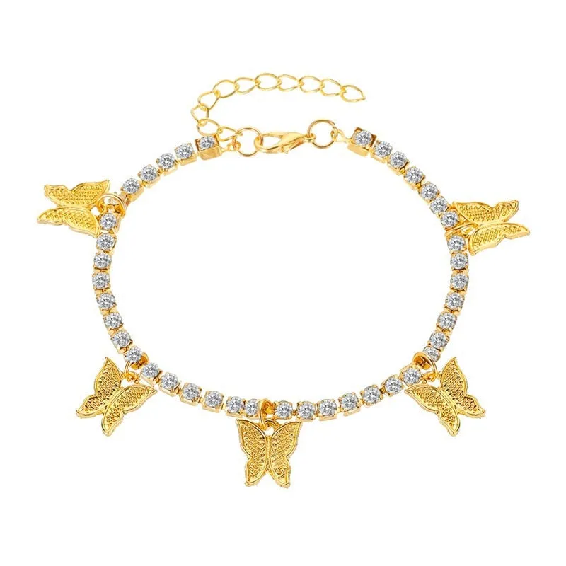 Cute Small Butterfly Charm Anklet Foot Jewelry for Women