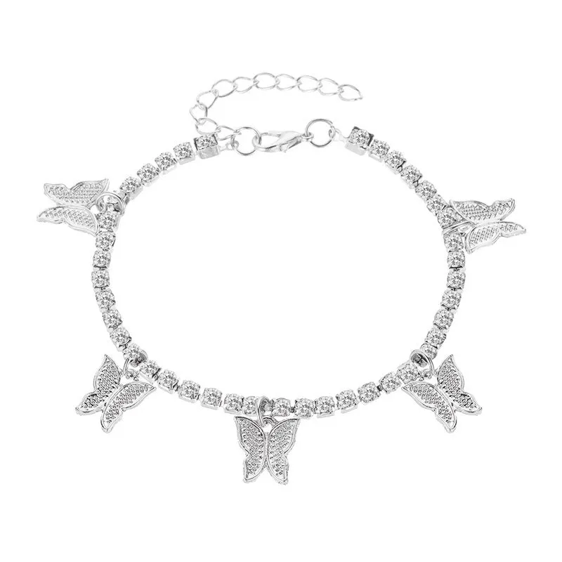 Cute Small Butterfly Charm Anklet Foot Jewelry for Women