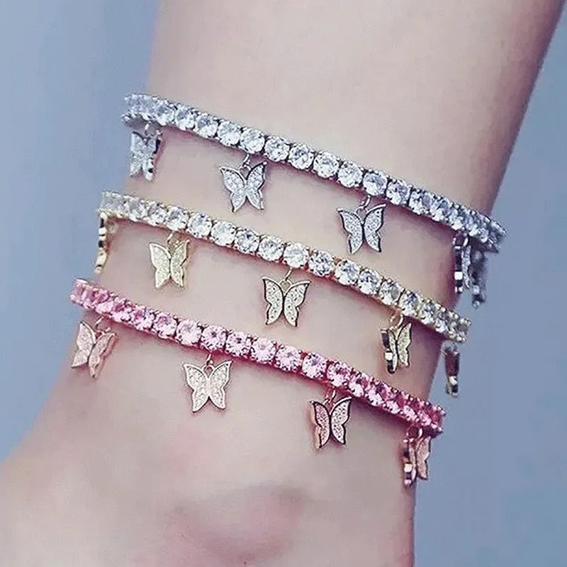 Cute Small Butterfly Charm Anklet Foot Jewelry for Women