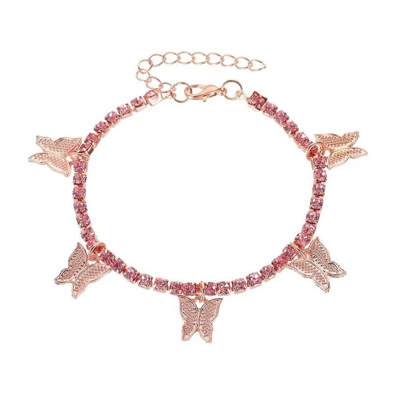 Cute Small Butterfly Charm Anklet Foot Jewelry for Women