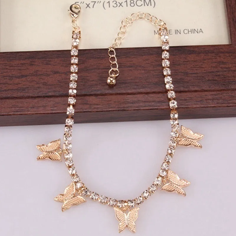 Cute Small Butterfly Charm Anklet Foot Jewelry for Women