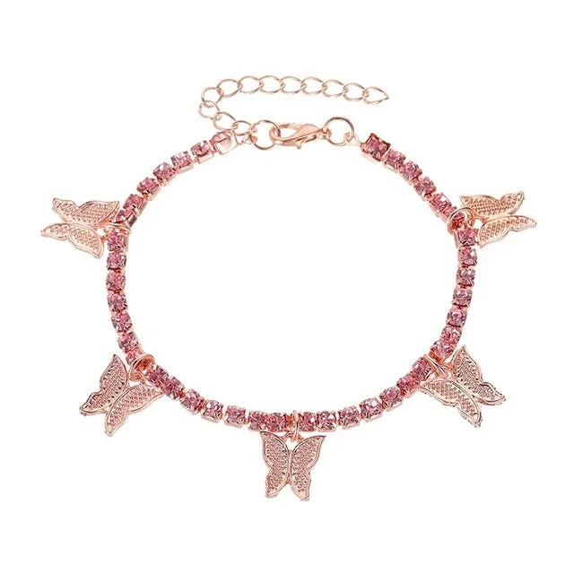 Cute Small Butterfly Charm Anklet Foot Jewelry for Women