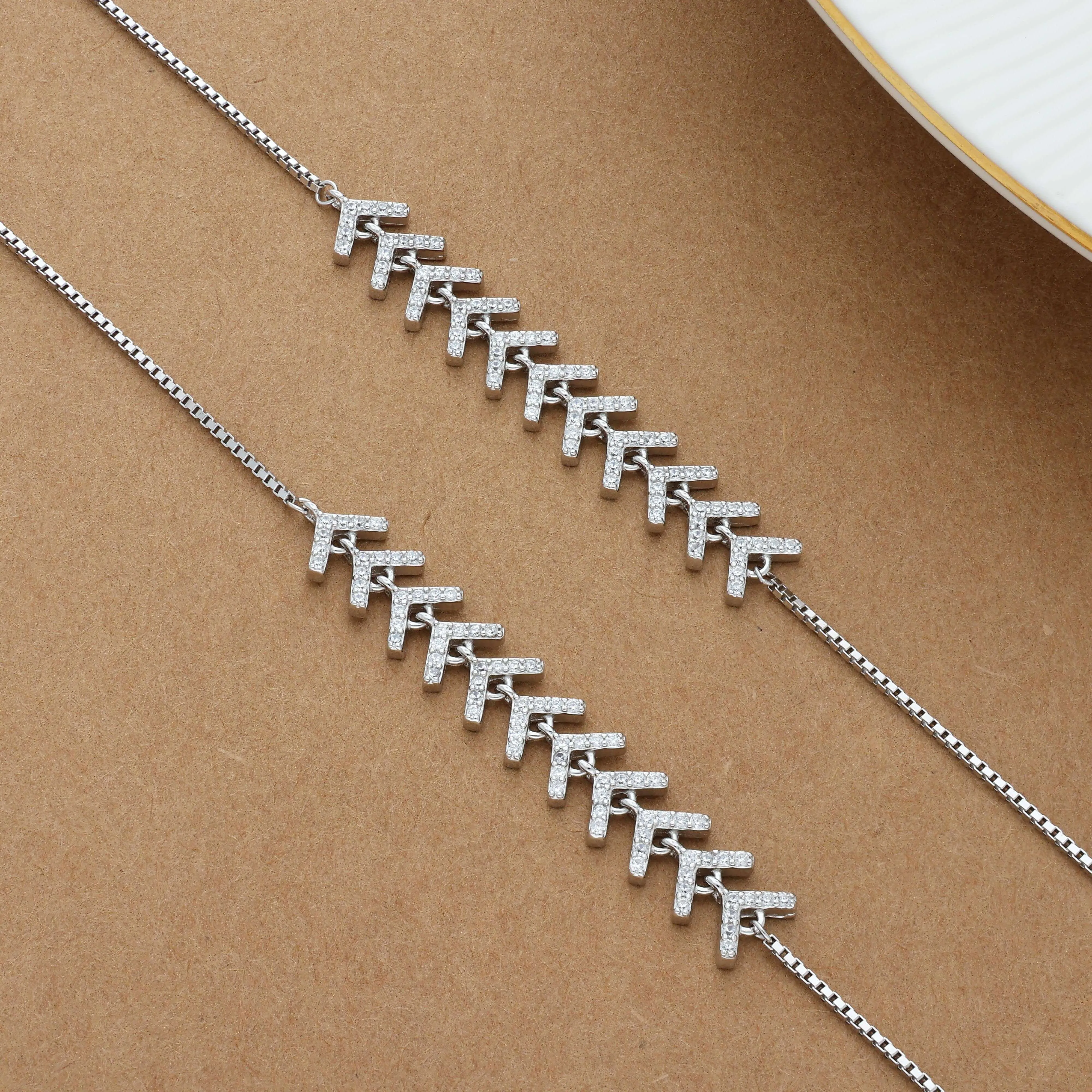 Dainty Cluster Silver Anklet for Women