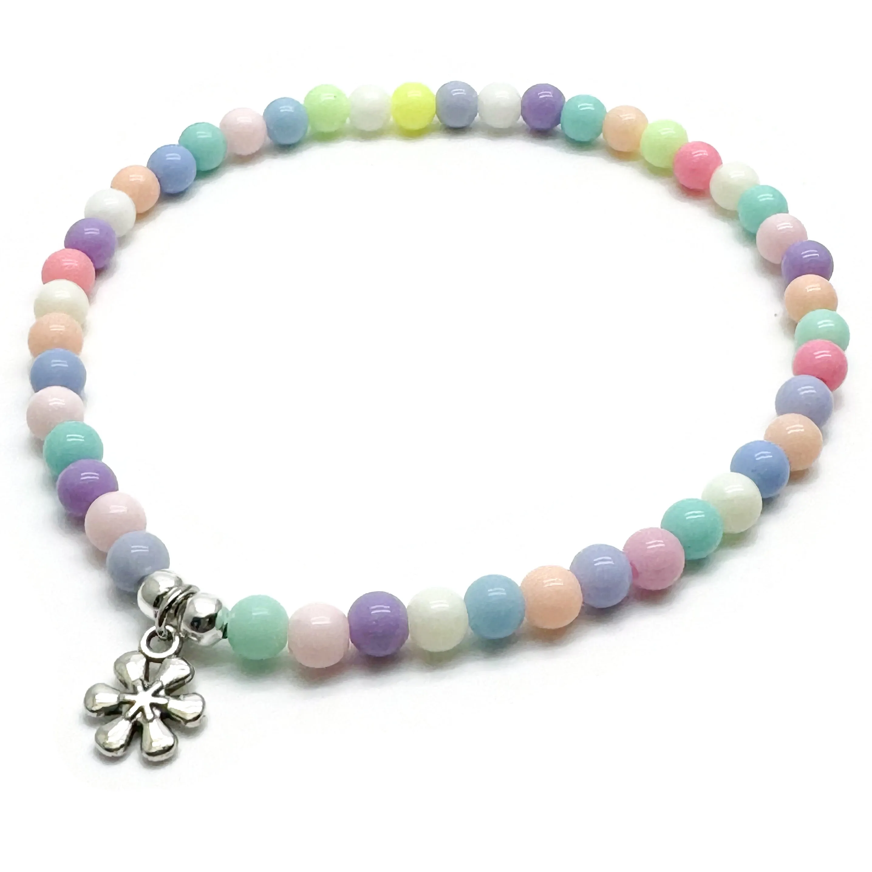 Daisy Flower Acrylic Bead Anklet - Colour Choice