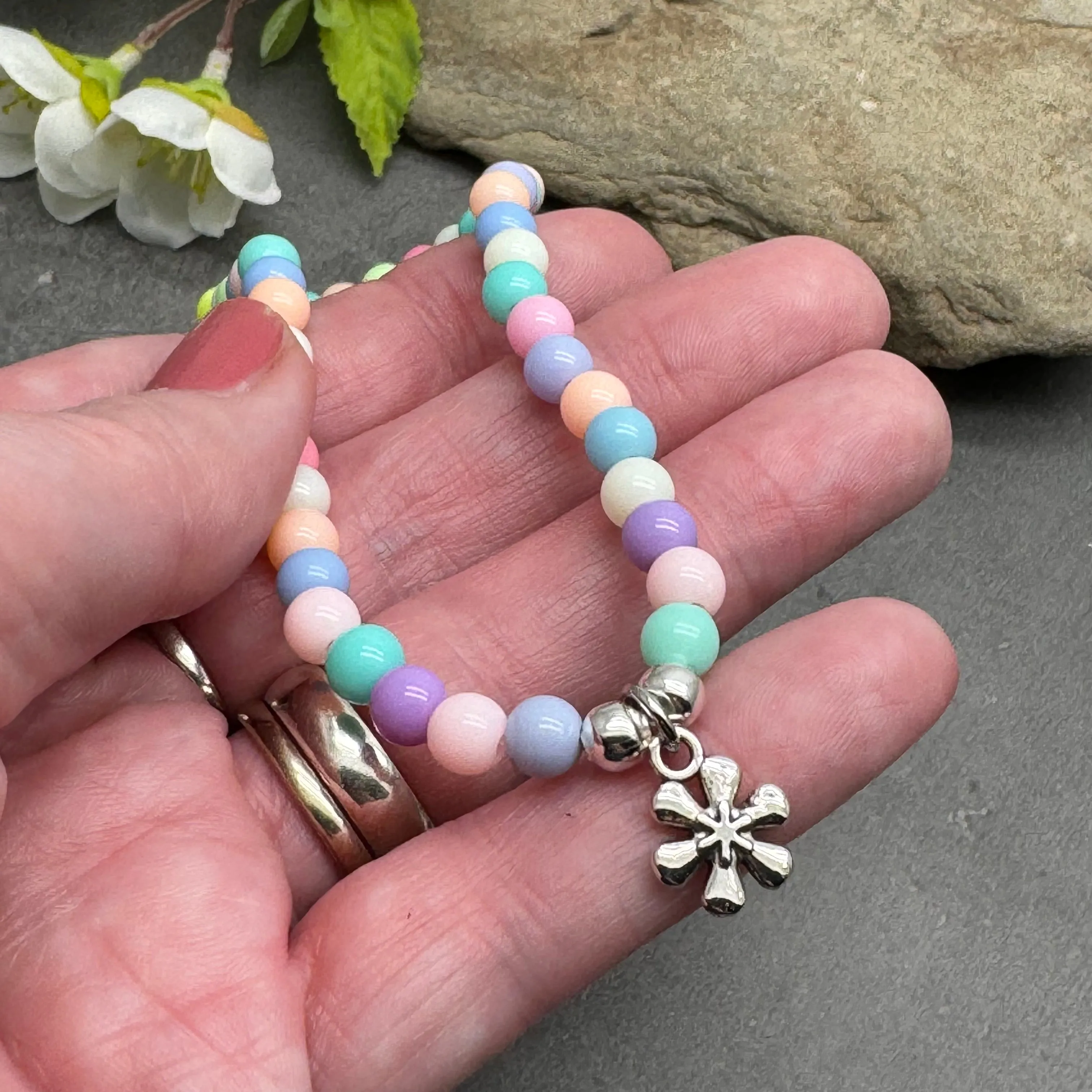 Daisy Flower Acrylic Bead Anklet - Colour Choice