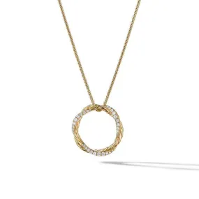 David Yurman Petite Infinity Pendant Necklace in 18k Yellow Gold with Pave Diamonds