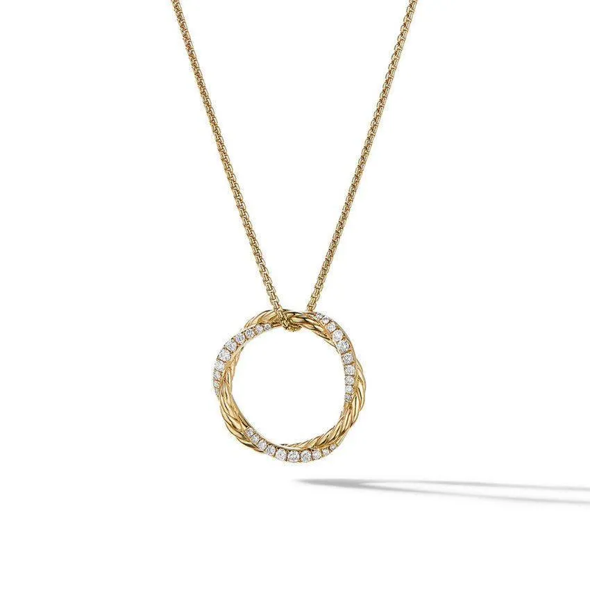 David Yurman Petite Infinity Pendant Necklace in 18k Yellow Gold with Pave Diamonds