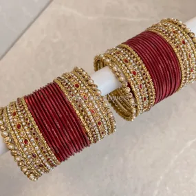 Devika Bangle Set - Maroon