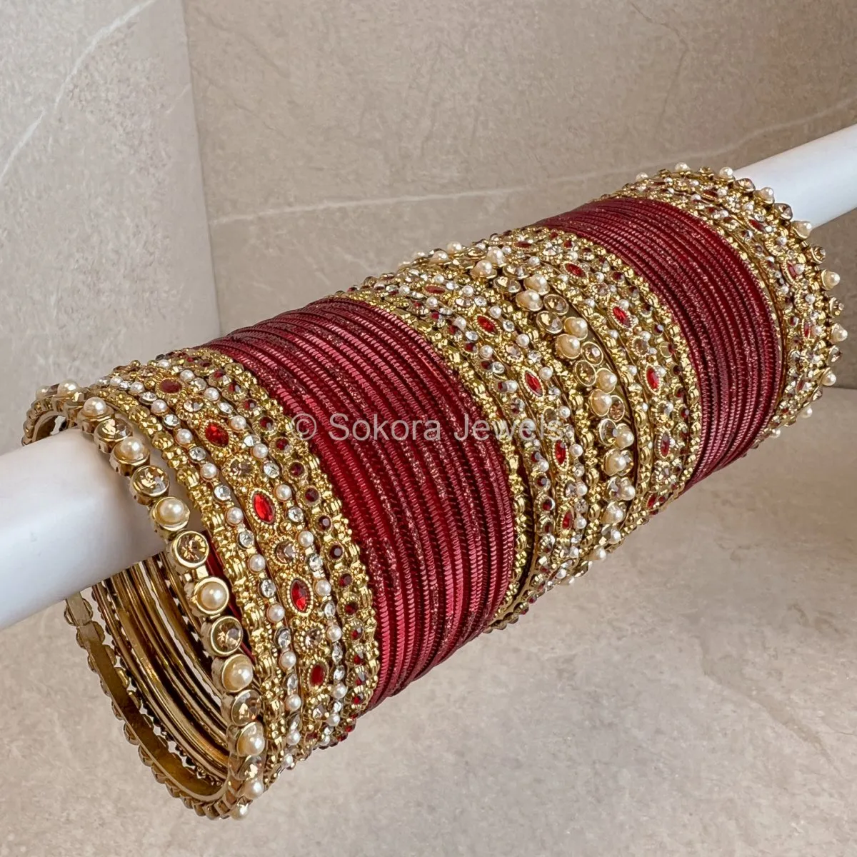 Devika Bangle Set - Maroon