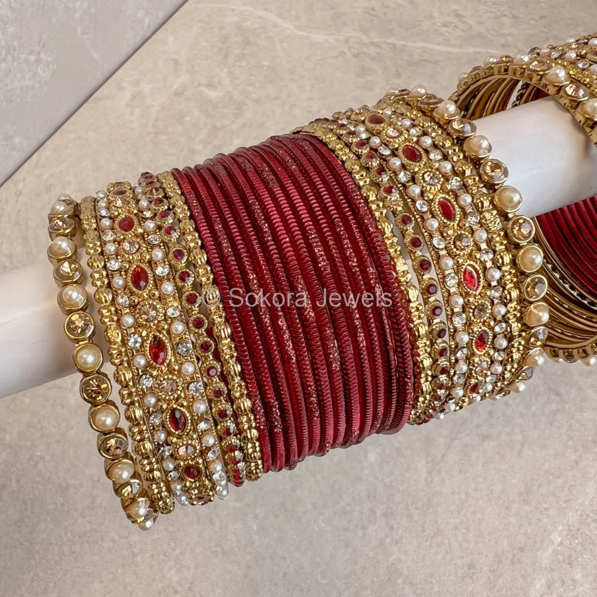Devika Bangle Set - Maroon