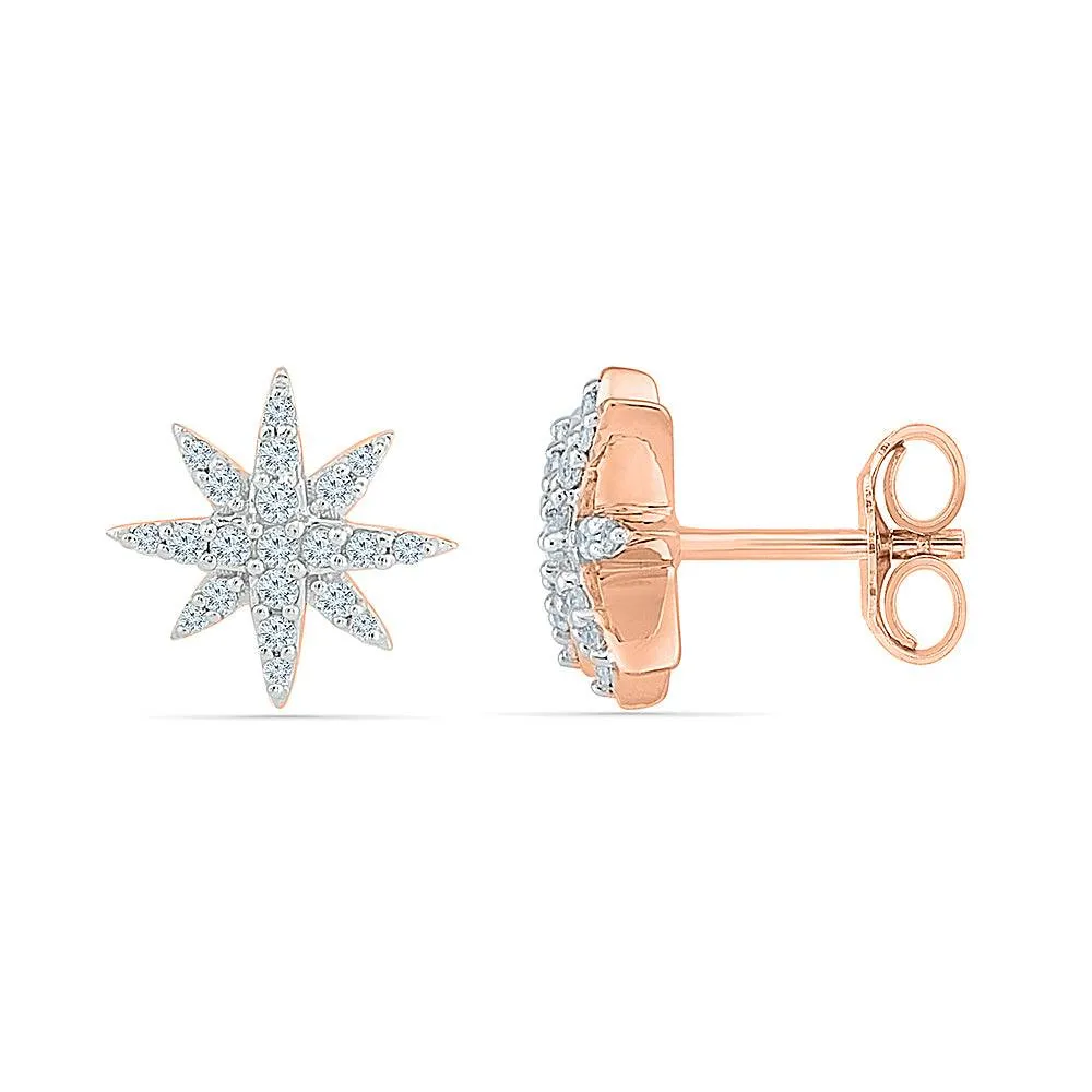 Diamond Cluster Earrings with Star Shape