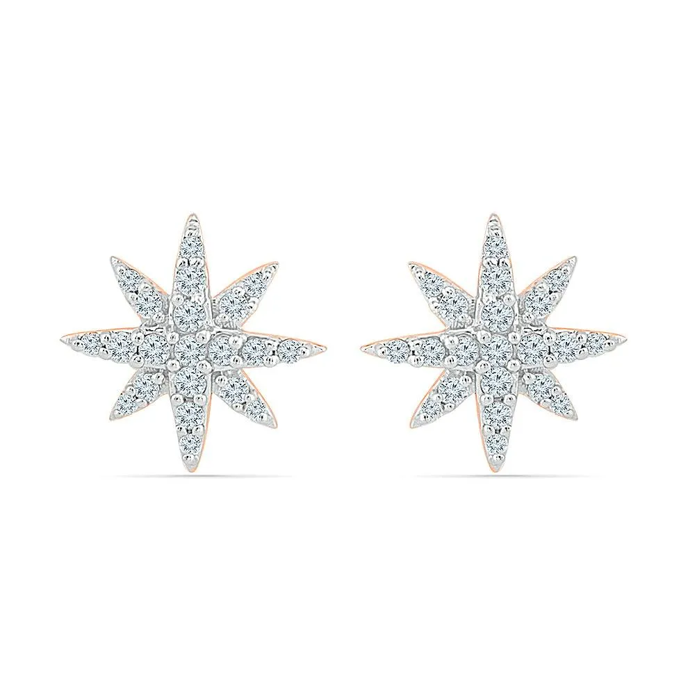 Diamond Cluster Earrings with Star Shape