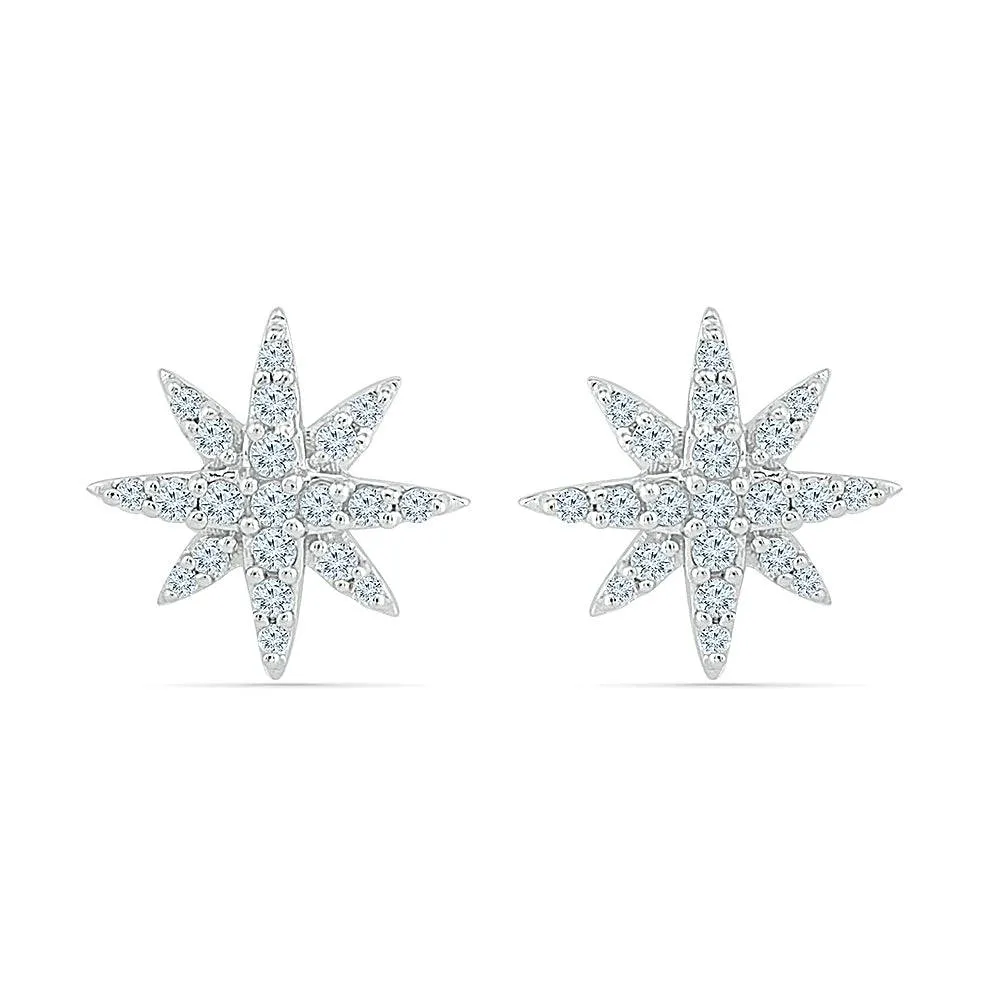 Diamond Cluster Earrings with Star Shape