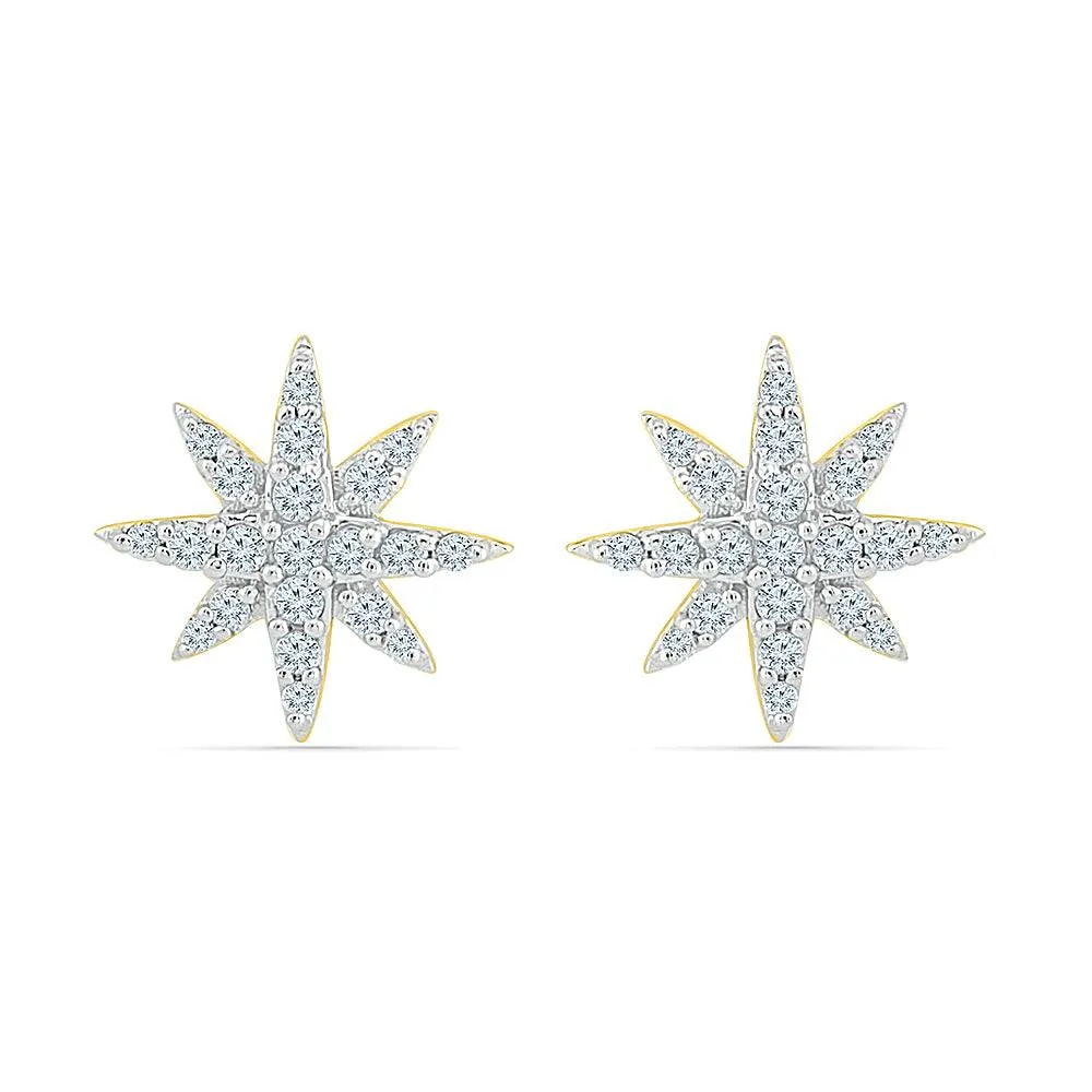 Diamond Cluster Earrings with Star Shape