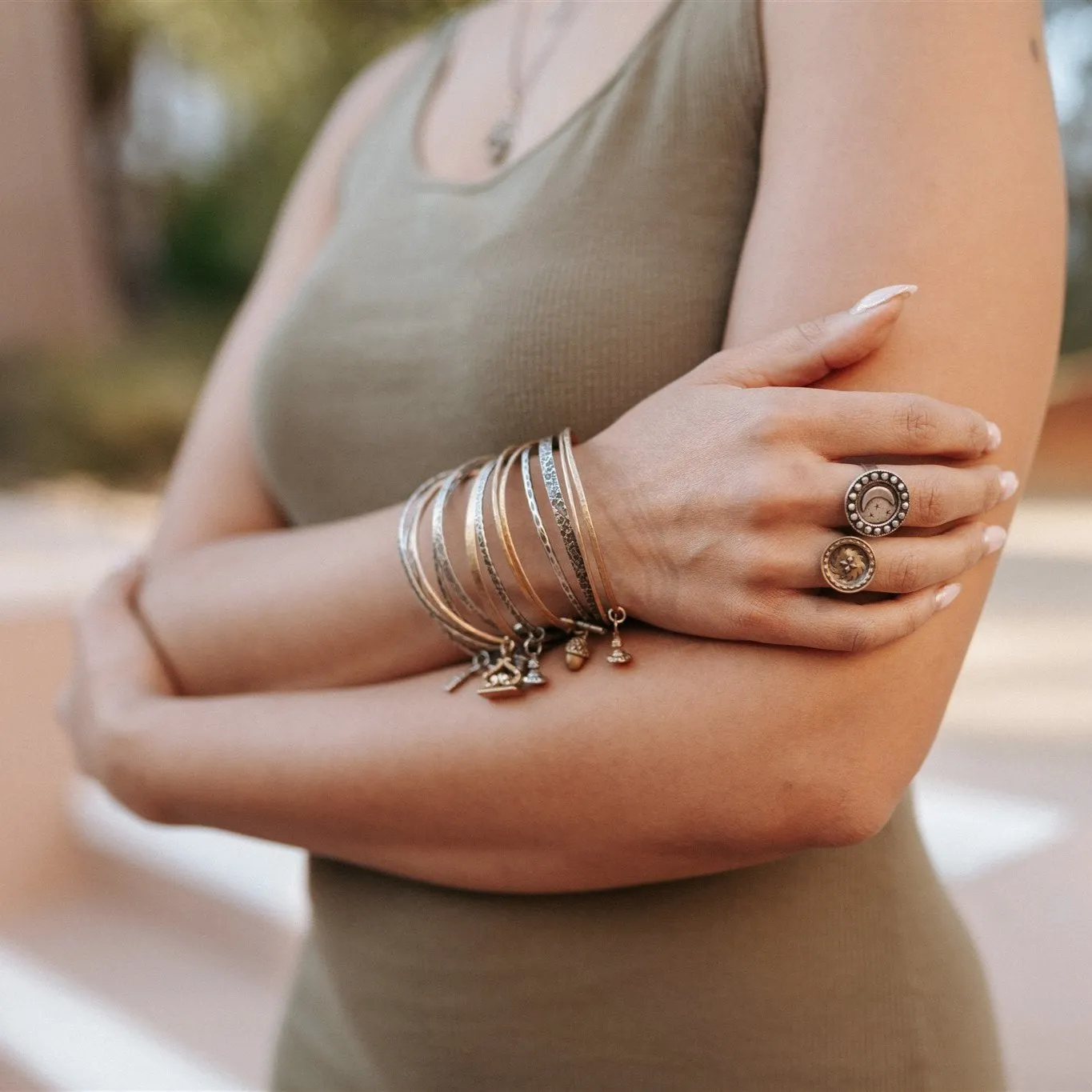 Diamond MOON Paperclip Charm Bracelet - 14k Gold