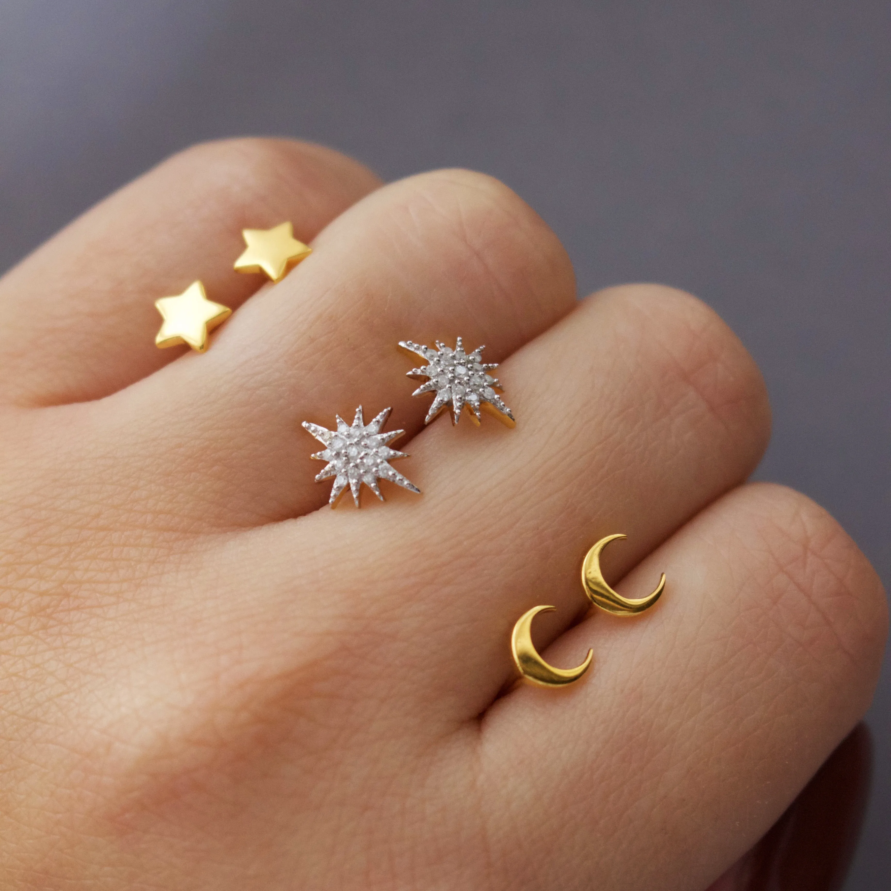 Diamond Starburst Stud Earring
