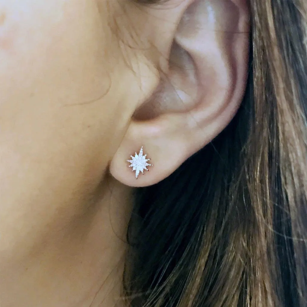 Diamond Starburst Stud Earring