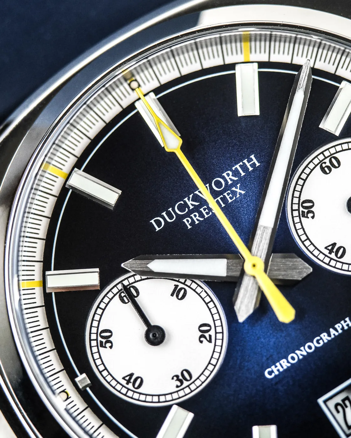 DP Watch Chronograph 42 Blue Sunburst Grey Leather
