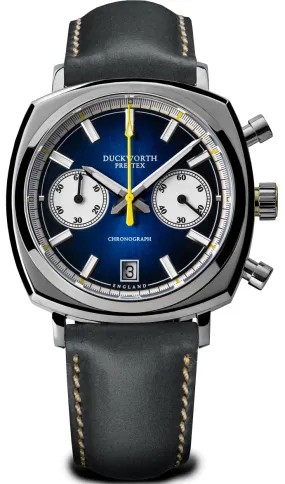 DP Watch Chronograph 42 Blue Sunburst Grey Leather