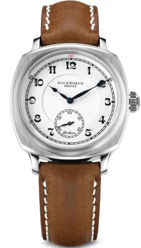 Duckworth Prestex Bolton Small Seconds White Brown Leather