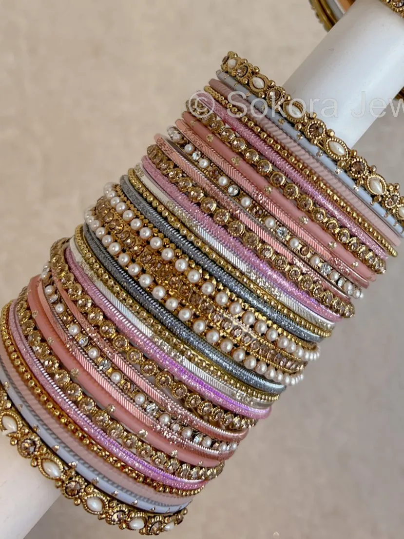 Dusky Pinks Multishade Bangle stack