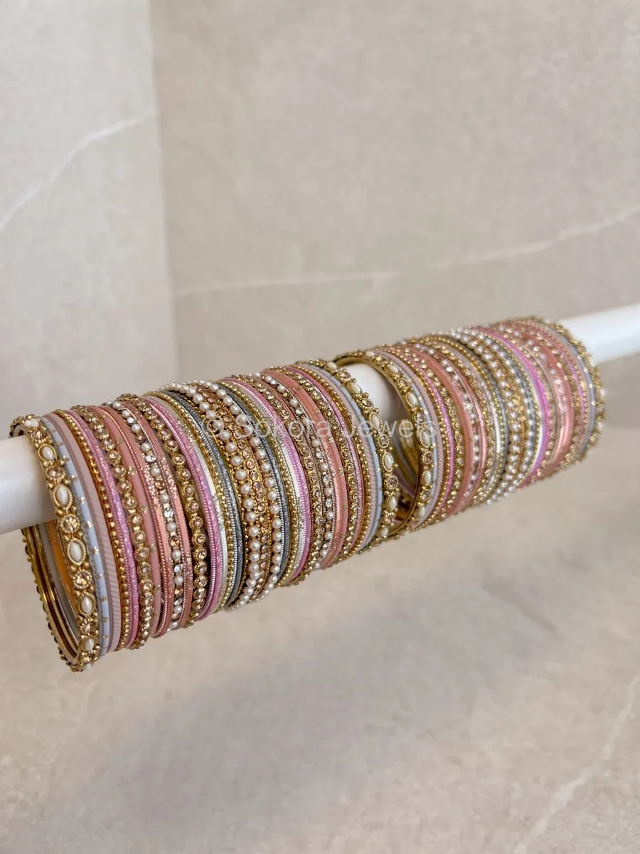 Dusky Pinks Multishade Bangle stack