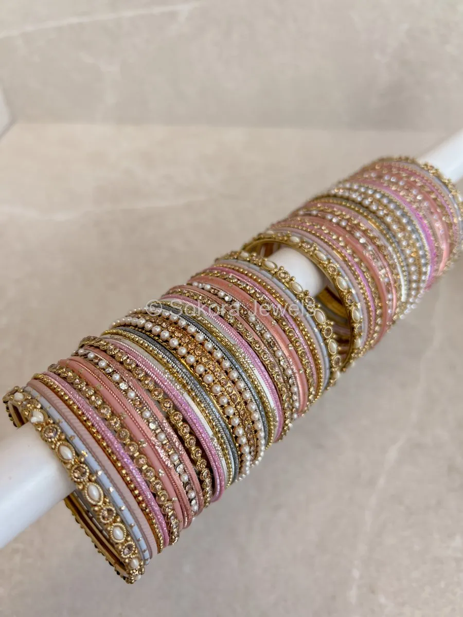 Dusky Pinks Multishade Bangle stack