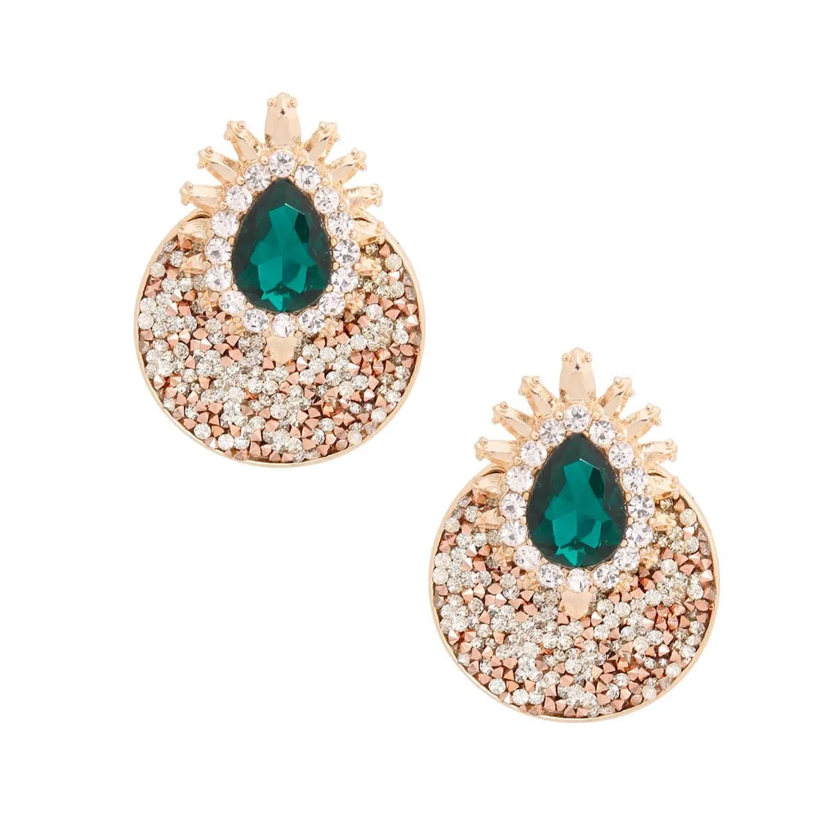 Elegant Green Crystal Crusted Earrings For Evening or Formal Wear