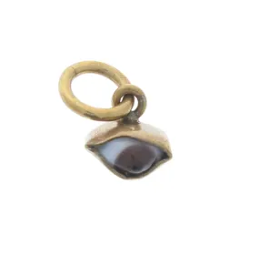 Evil Eye Gold plated charm, Glass, Light Brown Eye, Each