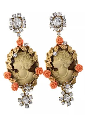 Exquisite Big Baroque Glam Cameo Dangle Earrings~