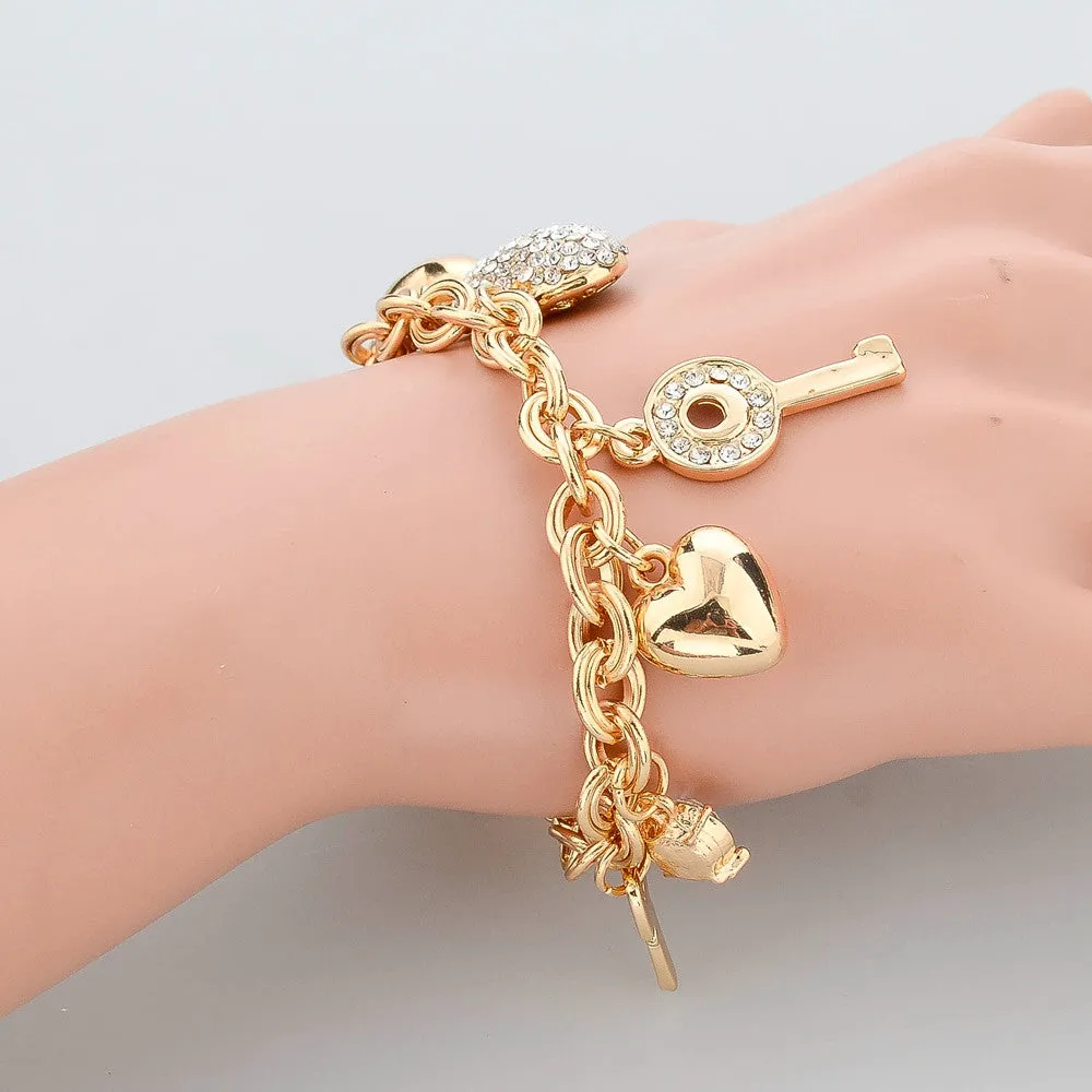Fashion Heart Beetle Charm Bracelets Bangles For Women Real Gold Plated Bracelet Austrian Crystal Chain Pulseras