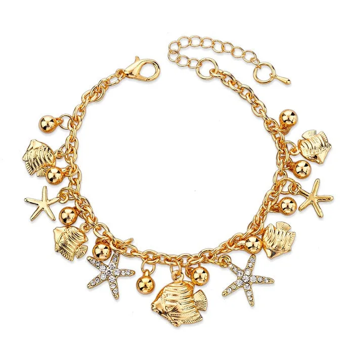 Fashion Heart Beetle Charm Bracelets Bangles For Women Real Gold Plated Bracelet Austrian Crystal Chain Pulseras