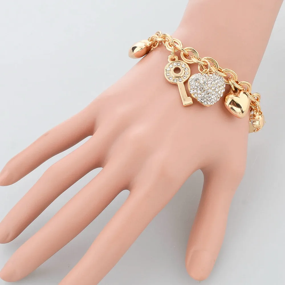 Fashion Heart Beetle Charm Bracelets Bangles For Women Real Gold Plated Bracelet Austrian Crystal Chain Pulseras