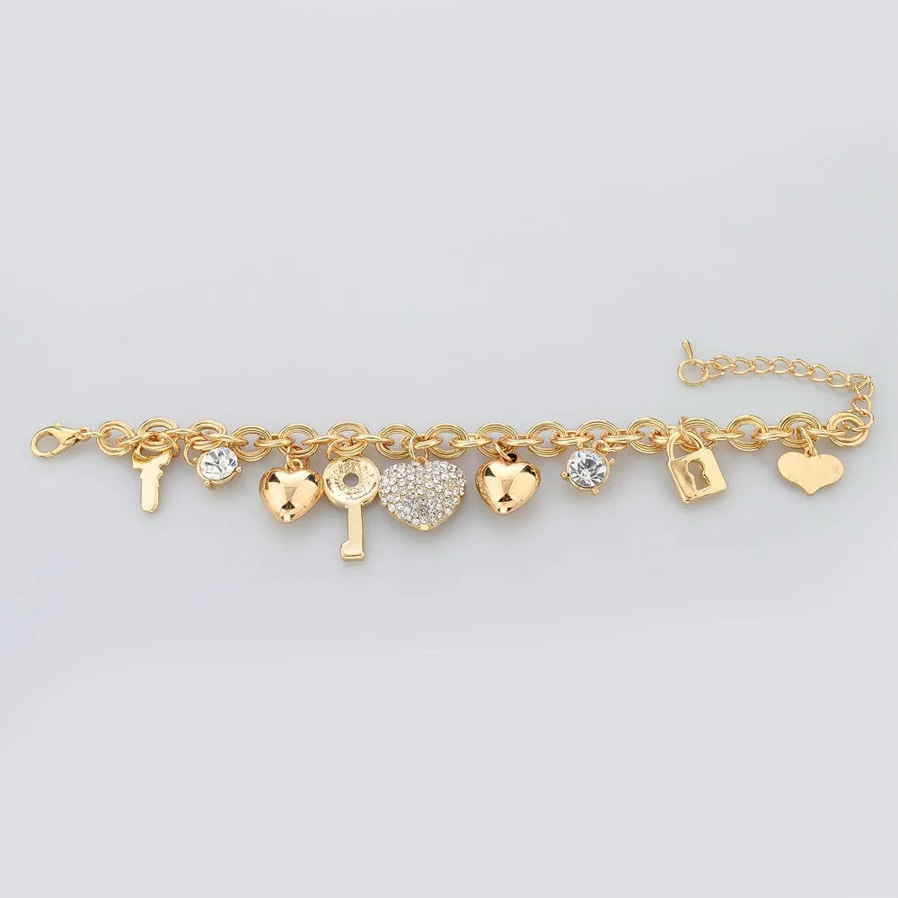 Fashion Heart Beetle Charm Bracelets Bangles For Women Real Gold Plated Bracelet Austrian Crystal Chain Pulseras