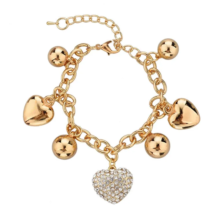 Fashion Heart Beetle Charm Bracelets Bangles For Women Real Gold Plated Bracelet Austrian Crystal Chain Pulseras