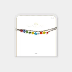 Flower Chain Anklet  - Silver