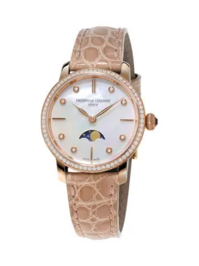 Frederique Constant Slimline Moonphase Beige Alligator Leather Ladies Watch FC-206MPWD1SD9