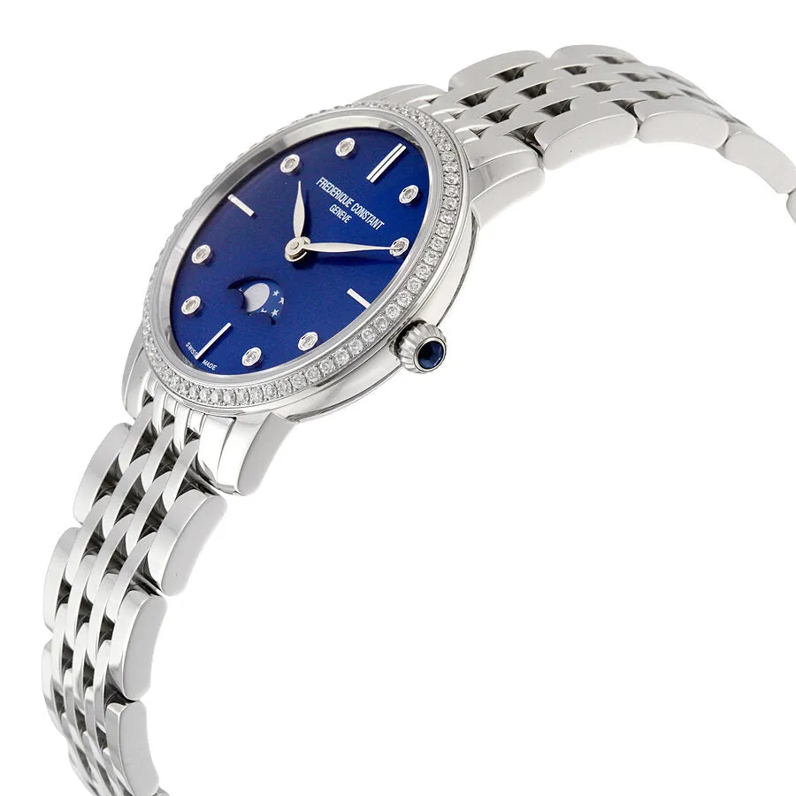 Frederique Constant Slimline Moonphase Navy Dial Stainless Steel Ladies Watch FC-206ND1SD26B