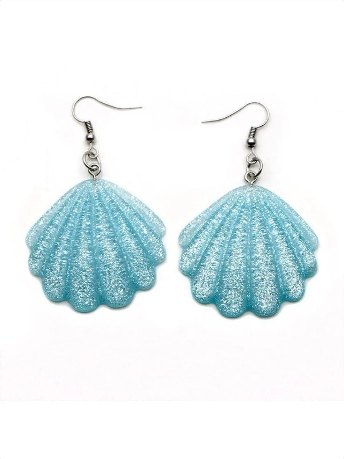 Girls Glittery Mermaid Seashell Earrings