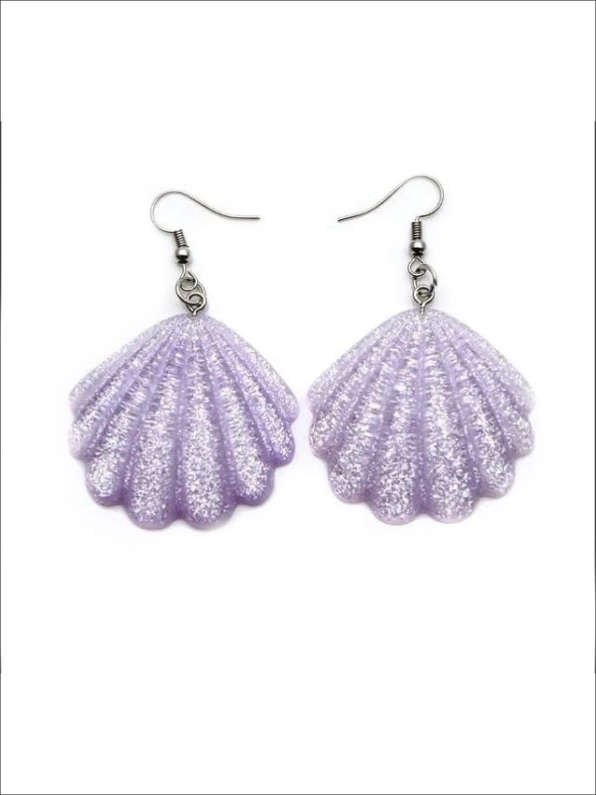 Girls Glittery Mermaid Seashell Earrings